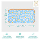 tapis imperméable pour cochons d'Inde au motif marguerites sur fond bleu de la marque Kavee avec ses dimensions et avantages