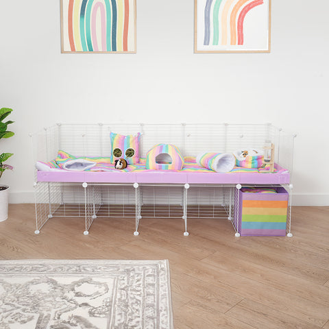 Cavy Cage Rehaussée 5x2 avec plexiglass