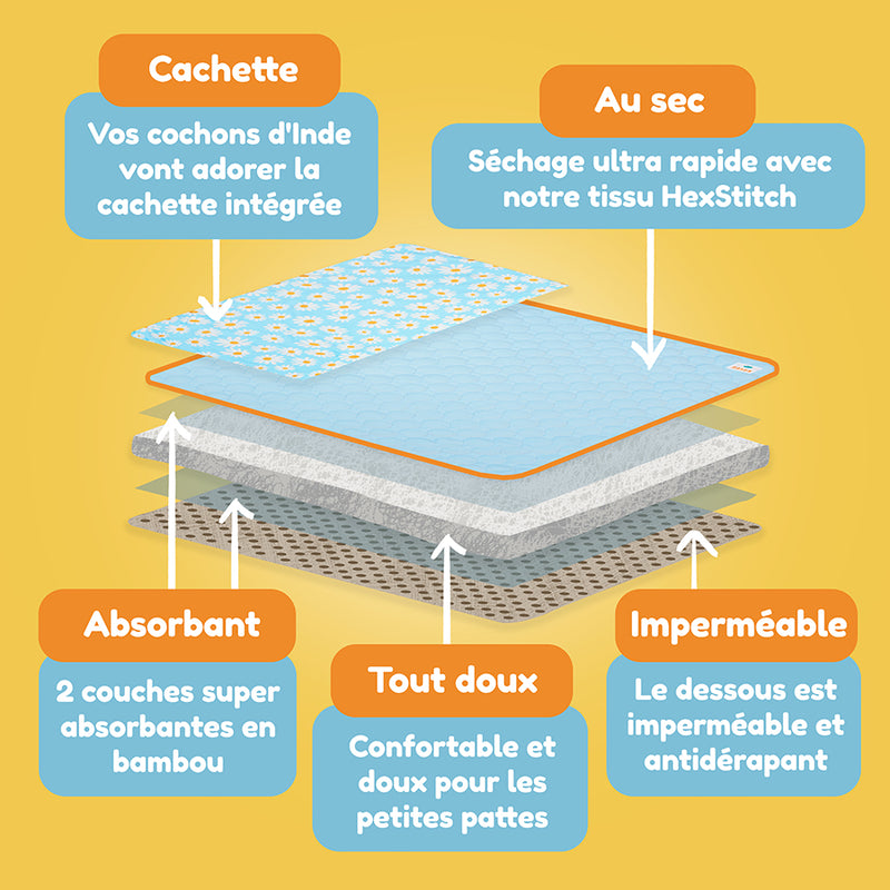 Lot de 2 Tapis Polaires Premium pour Cochons d’Inde | Marguerite