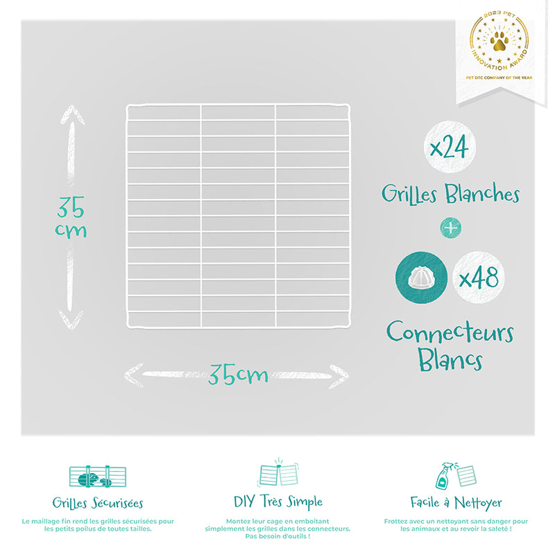 Grilles modulables blanches pour cavy cage