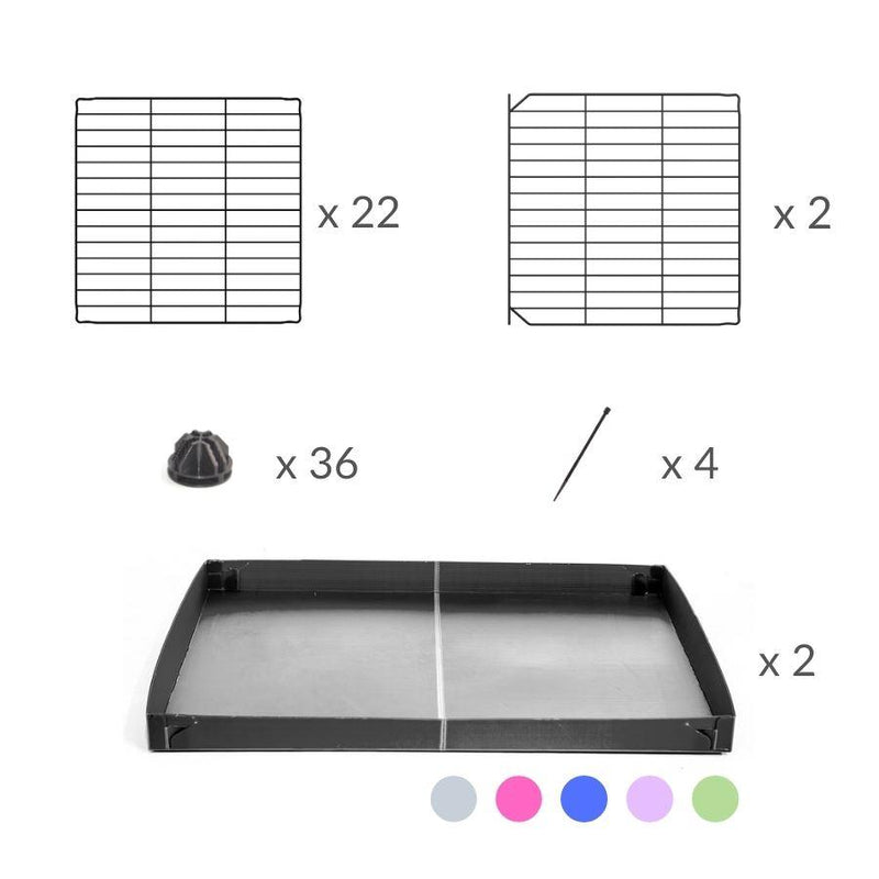 materiel pour Une cavy cage C&C pour lapin 3x3 avec grilles maillage fin correx gris de kavee france