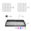 materiel pour Une cavy cage modulaire pour lapin 4x4 avec couvercle et grilles fines petits trous coroplast vert pastel de kavee france