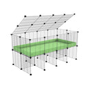 une cavy cage 4x2 pour cochons d'inde avec rehausseur couvercle correx vert pistache et grilles fines de kavee france