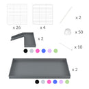 materiel dans le kit pour une cavy cage blanche de quarantaine 8x2 de coin avec loft pour cochons d'inde kavee incluant grilles et coroplast et connecteurs