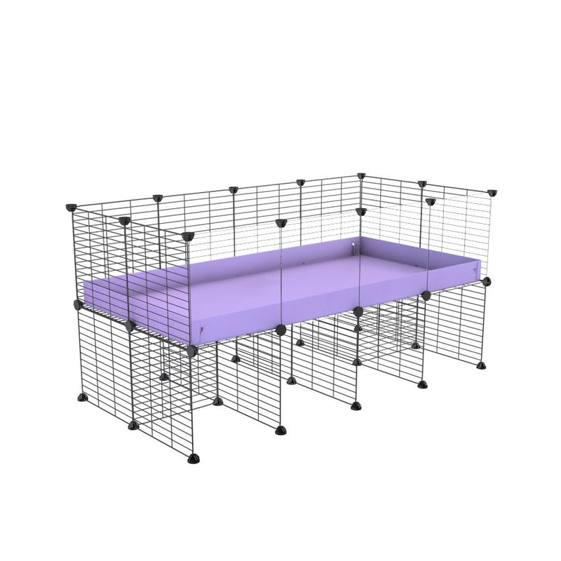 une cavy cage C&C 4x2  avec panneaux transparents en plexiglass pour cobayes cochons d'inde avec rehausseur correx violet lilas et grilles fines de kavee france