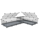 une cavy cage 8x2 en L avec couvercle et separation pour cochons d'inde qui se battent ou en quarantaine avec coroplast gris kavee