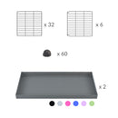composition du kit pour une cavy cage de quarantaine 8x2 en L couvercle pour cochons d'inde kavee incluant grilles et coroplast et connecteurs