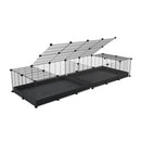 une cavy cage 6x2 avec couvercle et separation pour cochons d'inde qui se battent ou en quarantaine avec coroplast noir kavee
