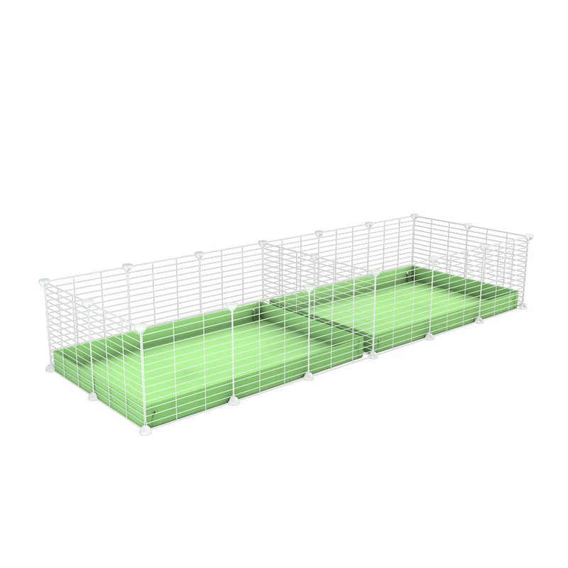 une cavy cage blanche 6x2 avec separation pour cochons d'inde qui se battent ou en quarantaine avec coroplast vert kavee