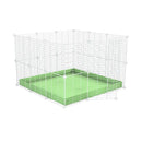 Une cavy cage C&C pour lapin 3x3 avec grilles blanches maillage fin correx vert pistache de kavee