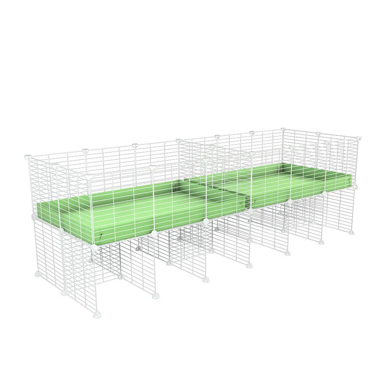 une cavy cage blanche 6x2 stand avec separation pour cochons d'inde qui se battent ou en quarantaine avec coroplast vert kavee