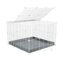 Une cavy cage C&C pour lapin 3x3 avec couvercle grilles blanches maillage fin correx gris de kavee france