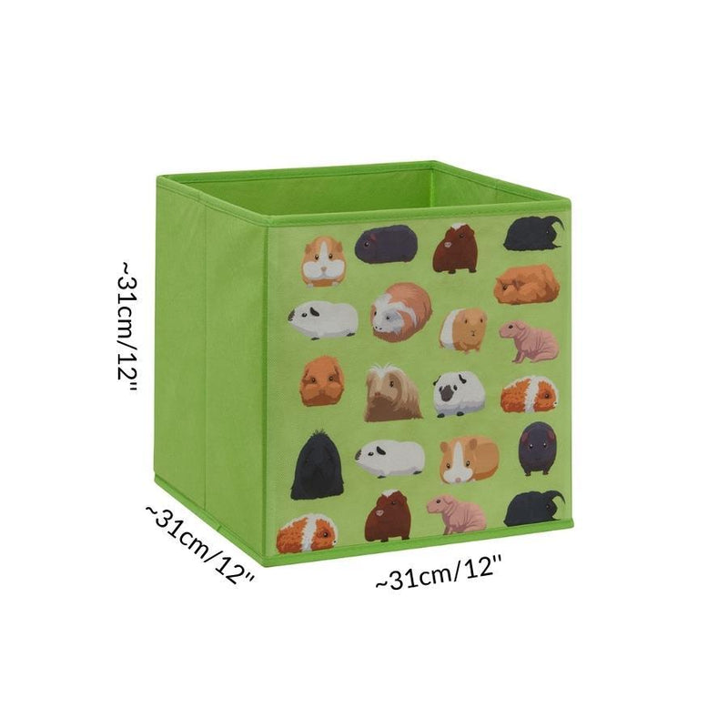 dimension taille boite de stockage cube pour cage cavy kavee motif cochon d'inde cobaye vert