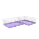 une cavy cage blanche 6x2 en L avec separation pour cochons d'inde qui se battent ou en quarantaine avec coroplast lilas violet kavee