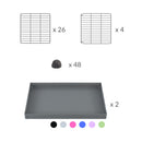 composition du kit pour une cavy cage de quarantaine 6x2 en L couvercle pour cochons d'inde kavee incluant grilles et coroplast et connecteurs