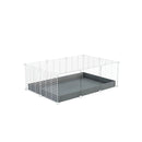 une cavy cage pas cher 3x2 avec panneaux transparents en plexiglass pour cochons d'inde avec coroplast gris et grilles blanches fines avec petits trous de kavee