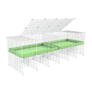 une cavy cage blanche 6x2 stand avec couvercle et separation pour cochons d'inde qui se battent ou en quarantaine avec coroplast vert kavee