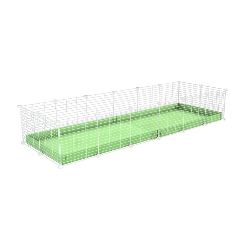 une cavy cage 6x2 pour cochons d'inde avec coroplast vert pistache et grilles blanches fines avec petits trous de kavee