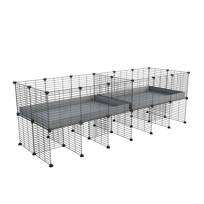 une cavy cage 6x2 stand avec separation pour cochons d'inde qui se battent ou en quarantaine avec coroplast gris kavee