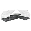 une cavy cage blanche 8x2 de coin avec loft avec couvercle et division pour cochons d'inde qui se battent ou en quarantaine avec coroplast noir kavee