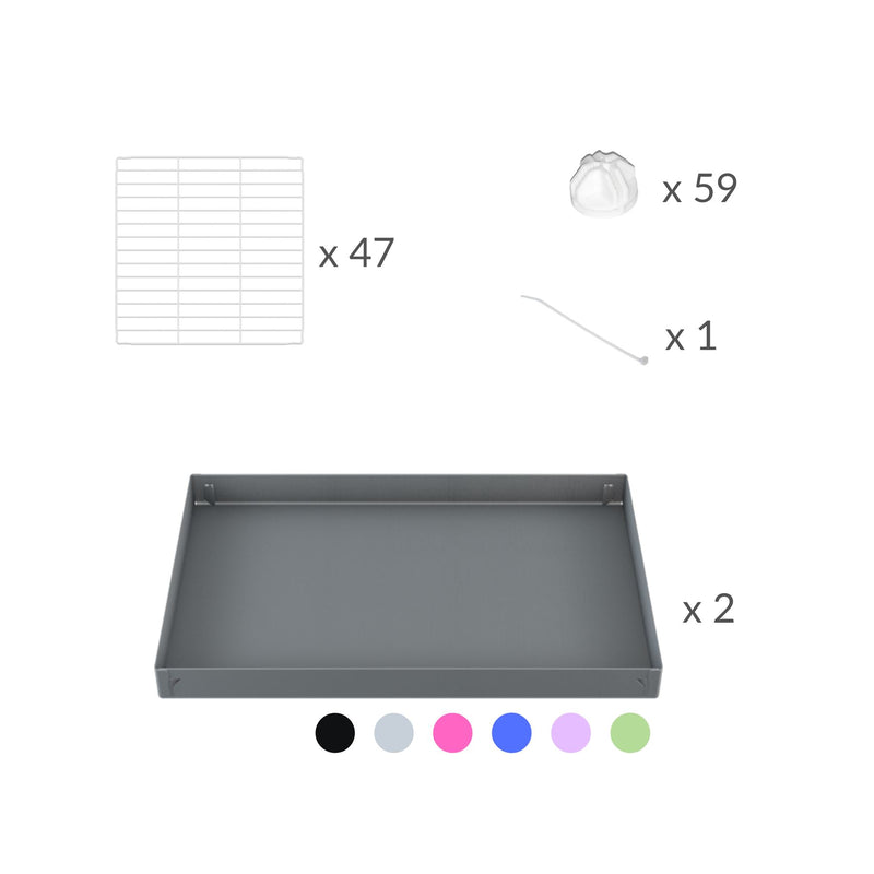 materiel dans le kit pour une cavy cage blanche de quarantaine 6x2 stand pour cochons d'inde kavee incluant grilles et coroplast et connecteurs