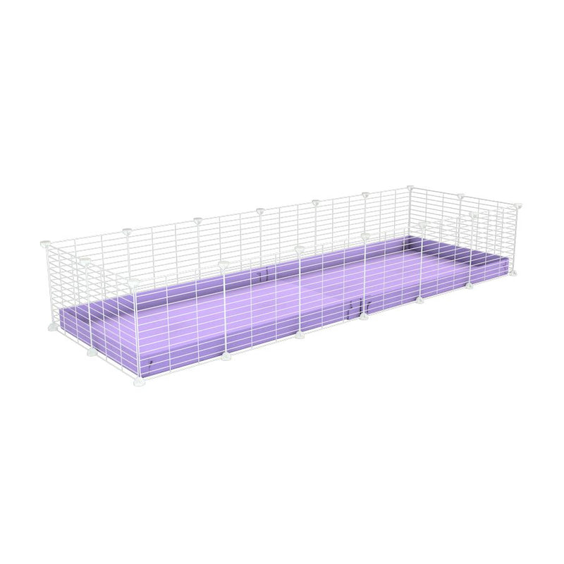 une cavy cage 6x2 pour cochons d'inde avec coroplast violet lilas et grilles blanches fines avec petits trous de kavee