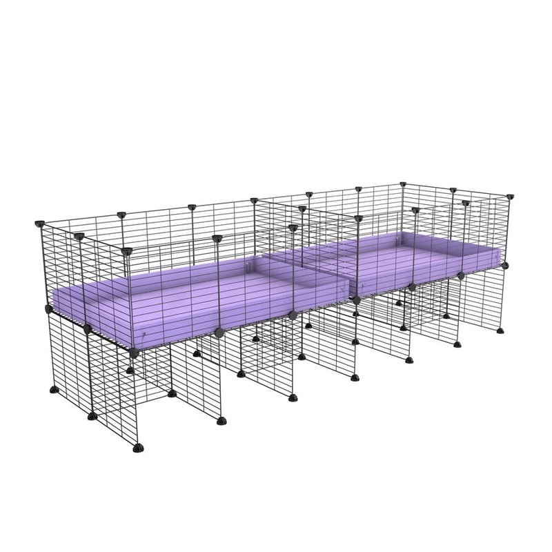 une cavy cage 6x2 stand avec separation pour cochons d'inde qui se battent ou en quarantaine avec coroplast lilas violet kavee