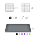 composition d'un kit kavee cage double deux etages 4x2 avec etagere et stockage pour cochons d'inde avec coroplast et grilles