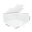 Taille d'Un enclos haut cavy cage 4x4 exterieur avec couvercle avec grilles blanches fines pour lapins ou cochons d'inde de kavee 