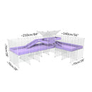 Taille d'une cavy cage blanche 8x2 de coin avec stand et loft avec separation pour cochons d'inde qui se battent ou en quarantaine kavee