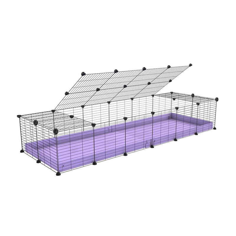 une cavy cage 6x2 pour cochons d'inde avec couvercle coroplast violet lilas et grilles avec barreaux etroits de kavee
