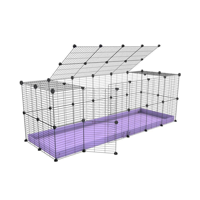 Une cavy cage 6x2 pour lapin avec un couvercle un coroplast mauve pastel et des grilles a barreaux etroits par kavee