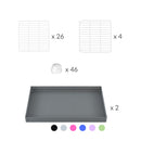 composition du kit pour une cavy cage blanche de quarantaine 6x2 couvercle pour cochons d'inde kavee incluant grilles et coroplast et connecteurs