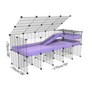 Dimension d'une cavy cage 5x2  avec panneaux transparents en plexiglass pour cochons d'inde avec rehausseur couvercle loft rampe coroplast violet mauve pastel lilas et grilles fines de kavee