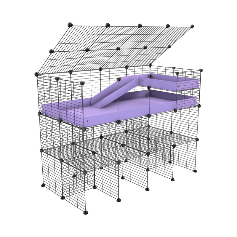 Cavy cage 4x2 Loft, Rampe, Double Rehausseur, Plexiglass