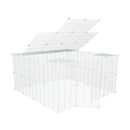 Un enclos haut cavy cage 4x4 exterieur avec couvercle avec grilles blanches fines pour lapins ou cochons d'inde de kavee 