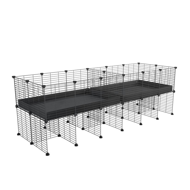 une cavy cage 6x2 stand avec separation pour cochons d'inde qui se battent ou en quarantaine avec coroplast noir kavee