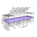 Dimension d'une cavy cage 6x2 avec panneaux transparents en plexiglass pour cochons d'inde avec rehausseur couvercle correx violet mauve pastel lilas et grilles fines de kavee france