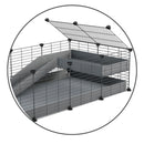Un kit pour ajouter une rampe et un loft 2x1 a sa cavy cage kavee avec coroplast gris et grilles sans danger