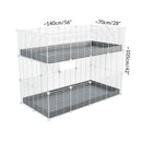 Dimension d'Une kavee cage double deux etages 4x2 pour cochons d'inde avec coroplast bleu et grilles blanches sans danger pour bebes