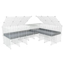 une cavy cage blanche 8x2 en L avec stand avec couvercle et division pour cochons d'inde qui se battent ou en quarantaine avec coroplast gris kavee