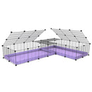 une cavy cage 8x2 en L avec couvercle et separation pour cochons d'inde qui se battent ou en quarantaine avec coroplast lilas violet kavee