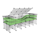 une cavy cage 6x2 stand loft avec couvercle et separation pour cochons d'inde qui se battent ou en quarantaine avec coroplast vert kavee