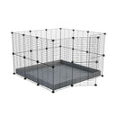 Une cavy cage C&C pour lapin 3x3 avec grilles maillage fin correx gris de kavee france