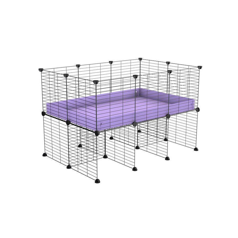 une cavy cage C&C 3x2 pour cobayes cochons d'inde avec rehausseur correx violet lilas et grilles fines de kavee france