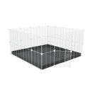 Une cavy cage modulable pour lapin 4x4 avec grilles blanches fines petits trous coroplast noir de kavee france