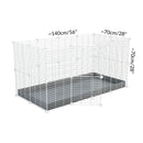 Dimension d'Une cavy cage 4x2 pour lapins avec couvercle un coroplast gris et des grilles blanches a barreaux etroits par kavee
