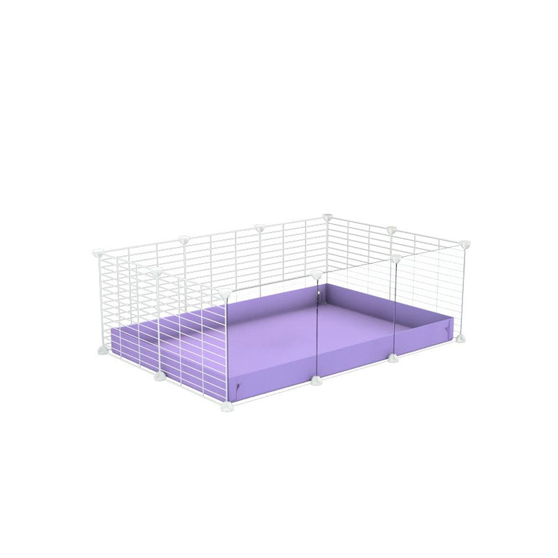 une cavy cage pas cher 3x2 avec panneaux transparents en plexiglass pour cochons d'inde avec coroplast violet lilas et grilles blanches fines kavee