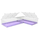 une cavy cage blanche 8x2 en L avec couvercle et separation pour cochons d'inde qui se battent ou en quarantaine avec coroplast lilas violet kavee