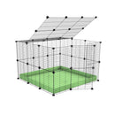 Une cavy cage C&C pour lapin 3x3 avec couvercle et grilles maillage fin correx vert pistache de kavee